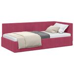Casa si Gradina - Mobilier - Paturi si accesorii - Paturi - Cadru de pat coltar cu headboard bordo 90 x 200 cm Catifea - Infinity.ro