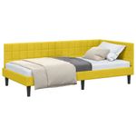 Casa si Gradina - Mobilier - Paturi si accesorii - Paturi - Cadru de pat coltar cu headboard Galben 90 x 200 cm Catifea - Infinity.ro
