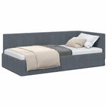 Casa si Gradina - Mobilier - Paturi si accesorii - Paturi - Cadru de pat coltar cu headboard Gri inchis 90 x 200 cm Catifea - Infinity.ro