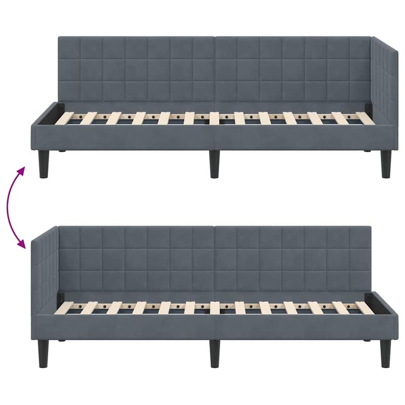 Casa si Gradina - Mobilier - Paturi si accesorii - Paturi - Cadru de pat coltar cu headboard Gri inchis 80 x 200 cm Catifea - Infinity.ro