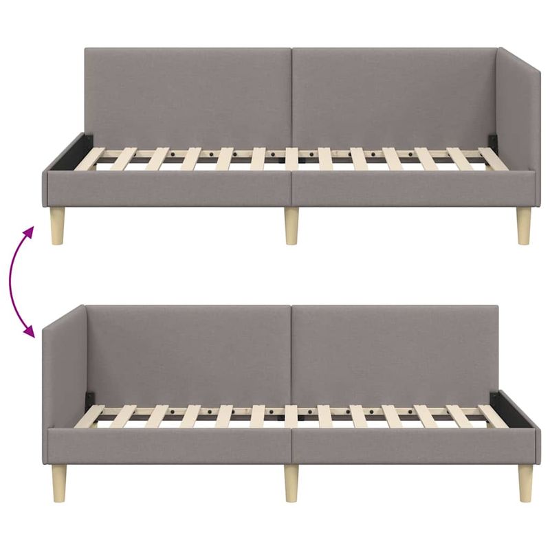 Casa si Gradina - Mobilier - Paturi si accesorii - Paturi - Cadru de pat coltar Altele cu headboard Gri taupe 100 x 200 cm - Infinity.ro