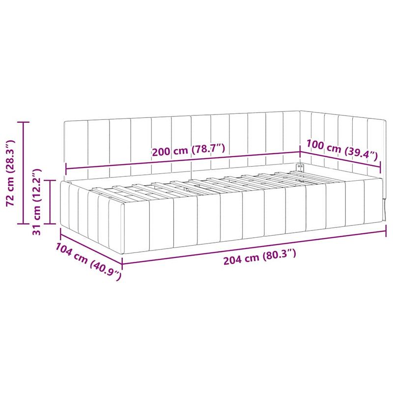 Casa si Gradina - Mobilier - Paturi si accesorii - Paturi - Cadru de pat coltar cu headboard Turcoaz 100 x 200 cm Catifea - Infinity.ro