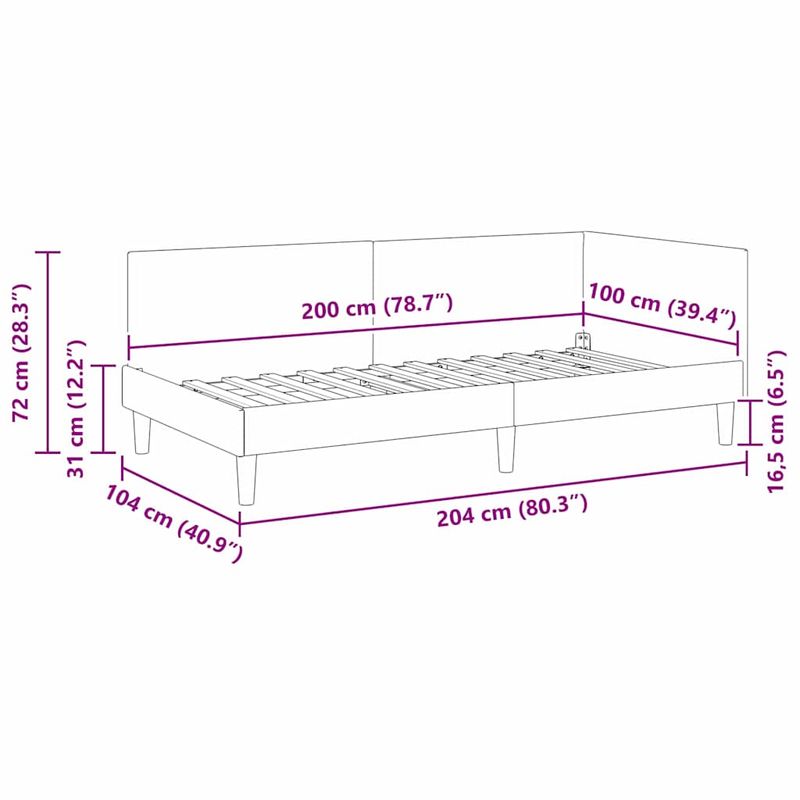 Casa si Gradina - Mobilier - Paturi si accesorii - Paturi - Cadru de pat coltar Altele cu headboard Gri taupe 100 x 200 cm - Infinity.ro