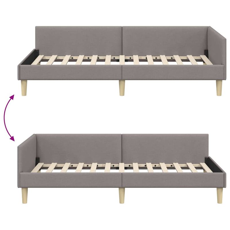 Casa si Gradina - Mobilier - Paturi si accesorii - Paturi - Cadru de pat coltar Altele cu headboard Gri taupe 90 x 190 cm - Infinity.ro