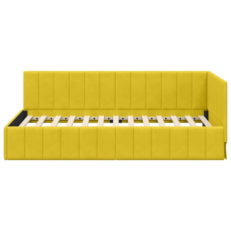 Casa si Gradina - Mobilier - Paturi si accesorii - Paturi - Cadru de pat coltar cu headboard Galben 90 x 190 cm Catifea - Infinity.ro