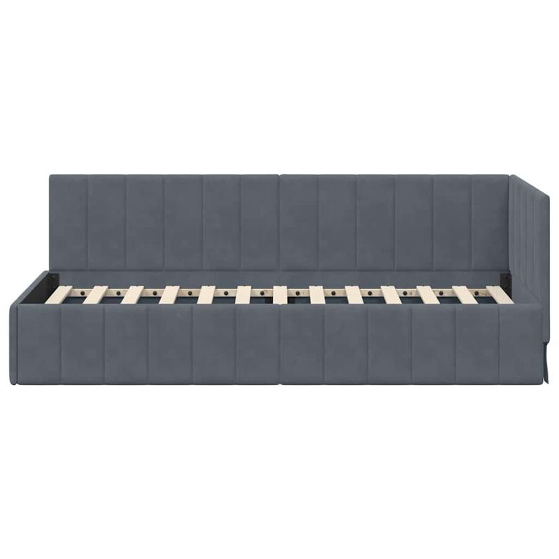 Casa si Gradina - Mobilier - Paturi si accesorii - Paturi - Cadru de pat coltar cu headboard Gri inchis 80 x 200 cm Catifea - Infinity.ro