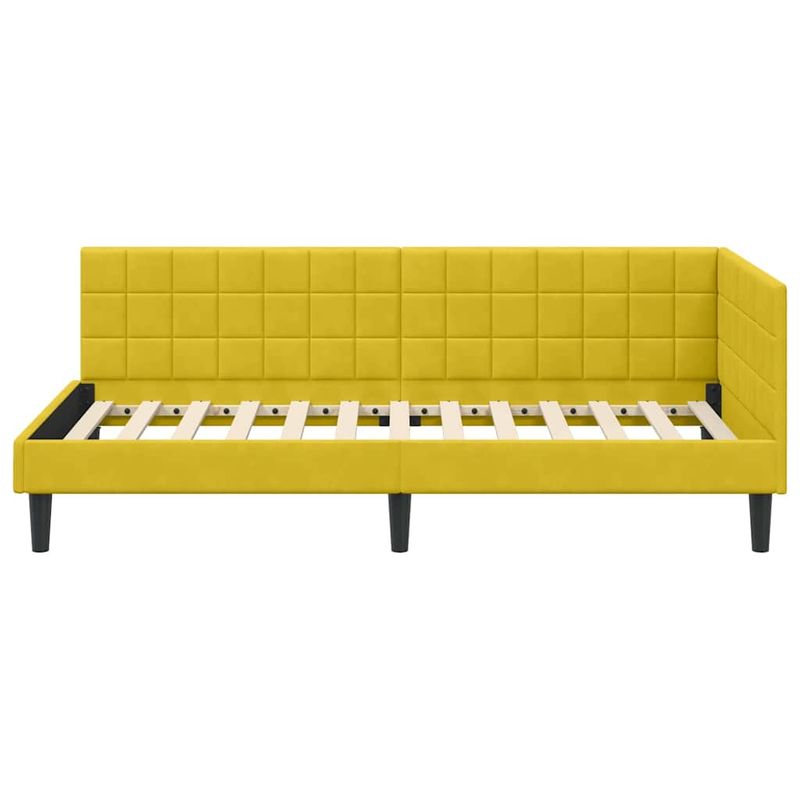 Casa si Gradina - Mobilier - Paturi si accesorii - Paturi - Cadru de pat coltar cu headboard Galben 90 x 200 cm Catifea - Infinity.ro