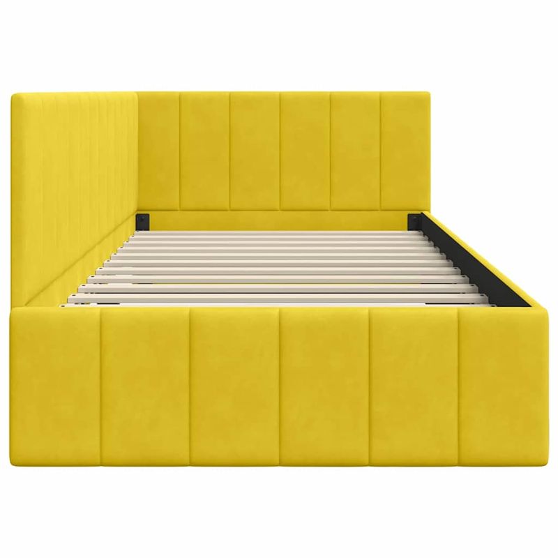 Casa si Gradina - Mobilier - Paturi si accesorii - Paturi - Cadru de pat coltar cu headboard Galben 90 x 190 cm Catifea - Infinity.ro