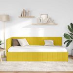 Casa si Gradina - Mobilier - Paturi si accesorii - Paturi - Cadru de pat coltar cu headboard Galben 90 x 200 cm Catifea - Infinity.ro