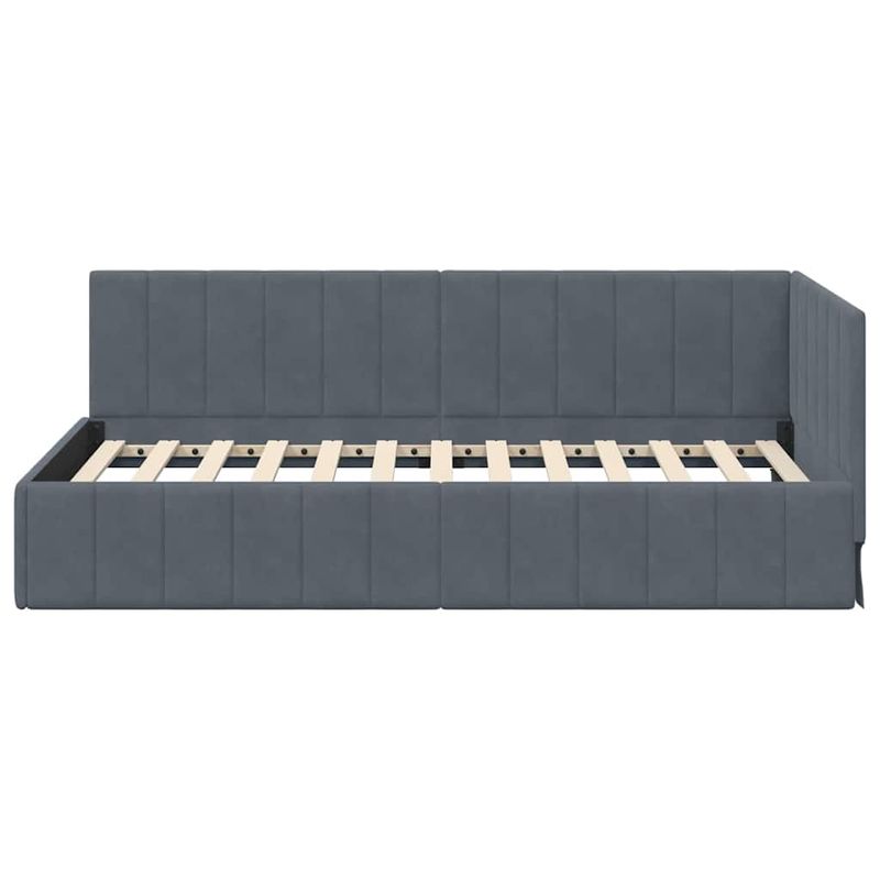 Casa si Gradina - Mobilier - Paturi si accesorii - Paturi - Cadru de pat coltar cu headboard Gri inchis 90 x 200 cm Catifea - Infinity.ro