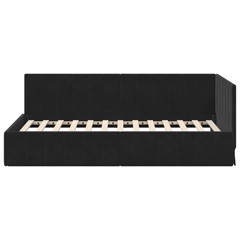 Casa si Gradina - Mobilier - Paturi si accesorii - Paturi - Cadru de pat coltar cu headboard Negru 90 x 200 cm Catifea - Infinity.ro