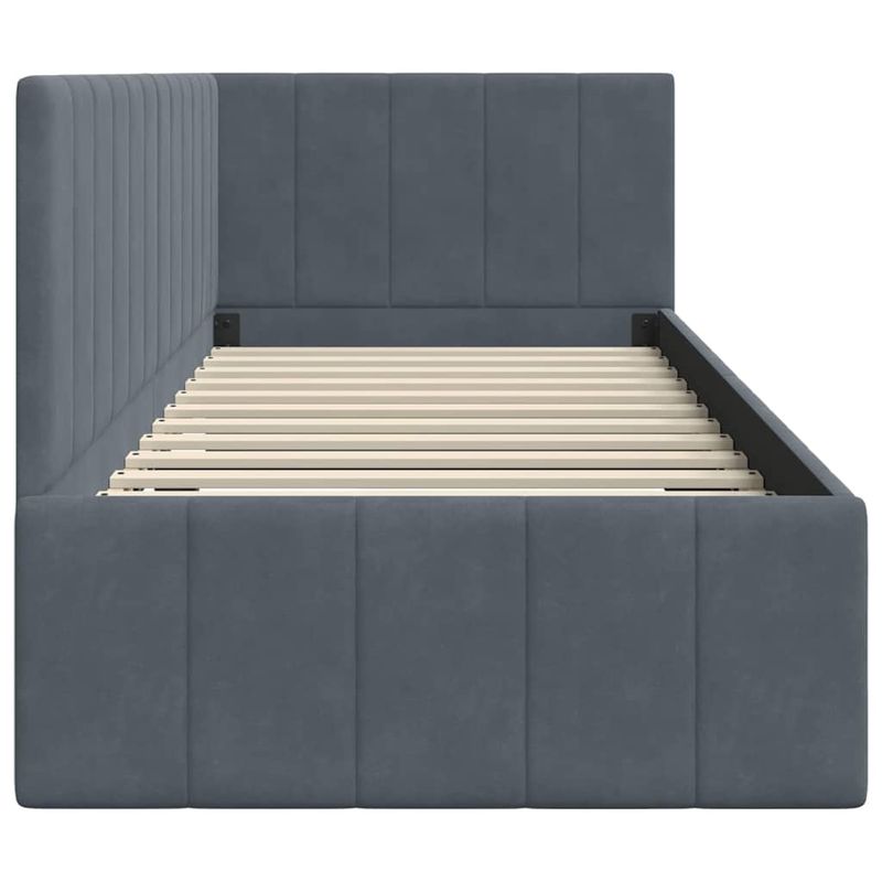 Casa si Gradina - Mobilier - Paturi si accesorii - Paturi - Cadru de pat coltar cu headboard Gri inchis 80 x 200 cm Catifea - Infinity.ro