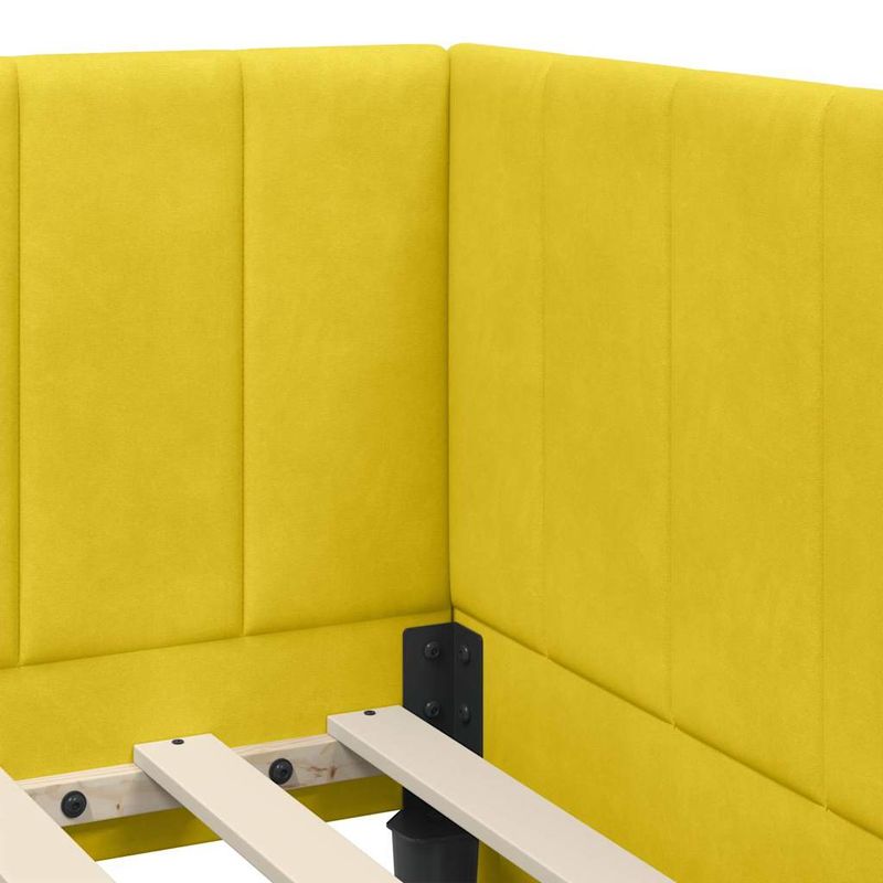 Casa si Gradina - Mobilier - Paturi si accesorii - Paturi - Cadru de pat coltar cu headboard Galben 90 x 190 cm Catifea - Infinity.ro