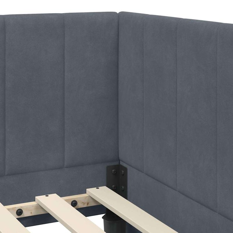 Casa si Gradina - Mobilier - Paturi si accesorii - Paturi - Cadru de pat coltar cu headboard Gri inchis 90 x 200 cm Catifea - Infinity.ro