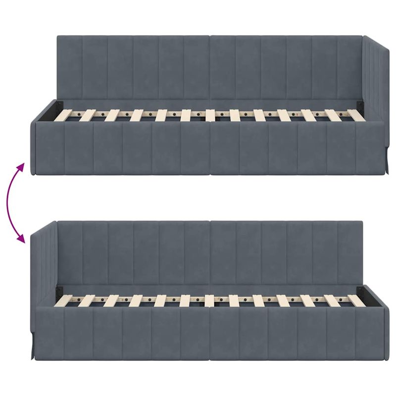 Casa si Gradina - Mobilier - Paturi si accesorii - Paturi - Cadru de pat coltar cu headboard Gri inchis 80 x 200 cm Catifea - Infinity.ro