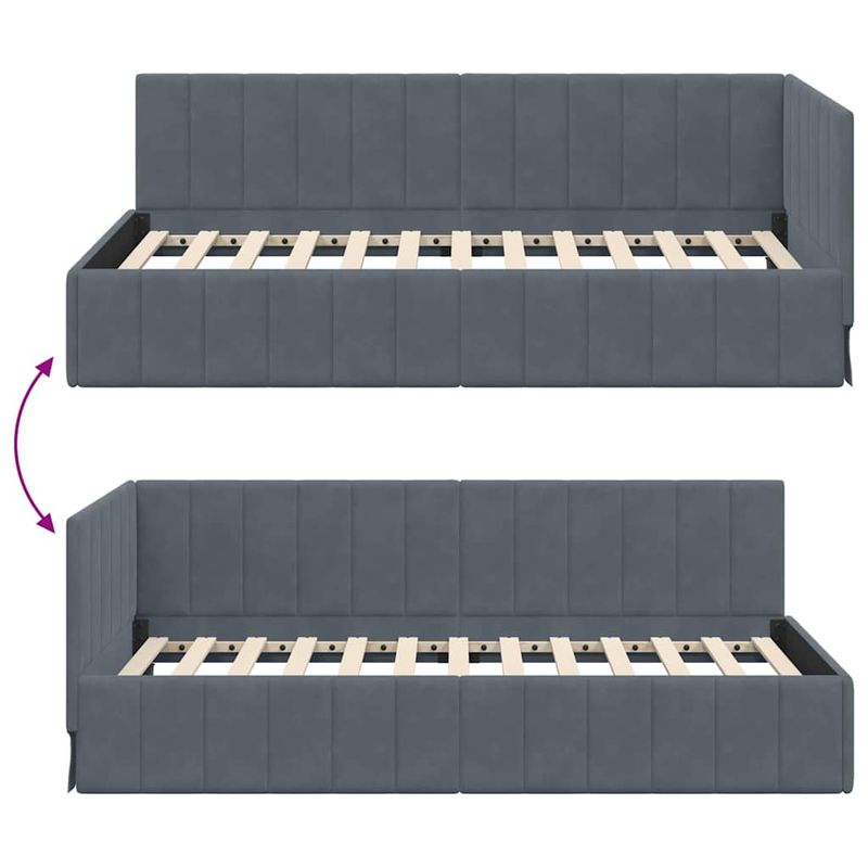 Casa si Gradina - Mobilier - Paturi si accesorii - Paturi - Cadru de pat coltar cu headboard Gri inchis 90 x 200 cm Catifea - Infinity.ro