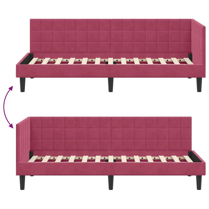 Casa si Gradina - Mobilier - Paturi si accesorii - Paturi - Cadru de pat coltar cu headboard bordo 80 x 200 cm Catifea - Infinity.ro