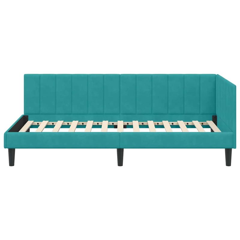 Casa si Gradina - Mobilier - Paturi si accesorii - Paturi - Cadru de pat coltar cu headboard Turcoaz 90 x 190 cm Catifea - Infinity.ro