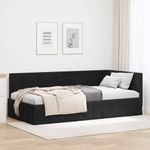 Casa si Gradina - Mobilier - Paturi si accesorii - Paturi - Cadru de pat coltar cu headboard Negru 90 x 190 cm Catifea - Infinity.ro
