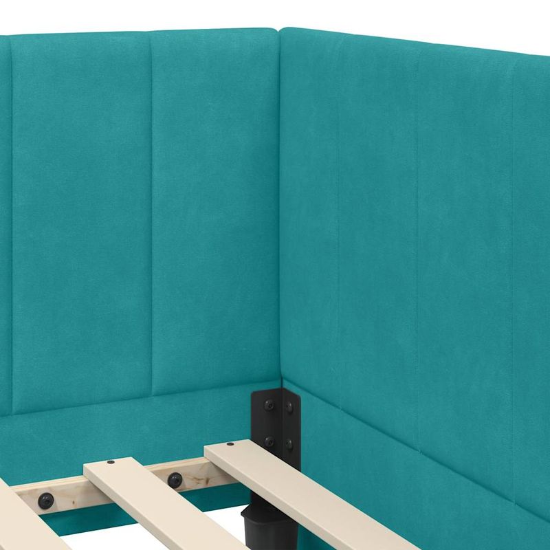 Casa si Gradina - Mobilier - Paturi si accesorii - Paturi - Cadru de pat coltar cu headboard Turcoaz 90 x 190 cm Catifea - Infinity.ro