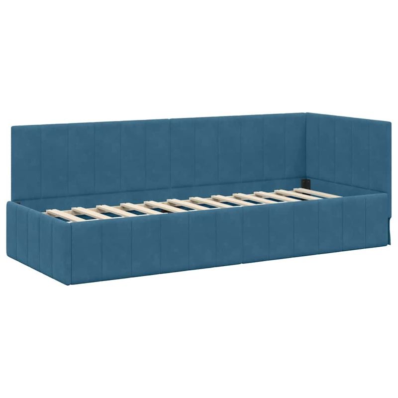 Casa si Gradina - Mobilier - Paturi si accesorii - Paturi - Cadru de pat coltar cu headboard albastru 80 x 200 cm Catifea - Infinity.ro