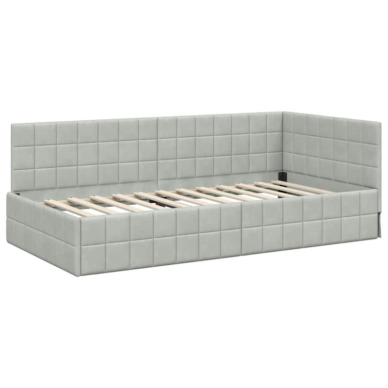 Casa si Gradina - Mobilier - Paturi si accesorii - Paturi - Cadru de pat coltar Gri deschis 100 x 200 cm Catifea - Infinity.ro