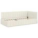 Casa si Gradina - Mobilier - Paturi si accesorii - Paturi - Cadru de pat coltar cu headboard Crem 90 x 190 cm Catifea - Infinity.ro