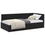 Casa si Gradina - Mobilier - Paturi si accesorii - Paturi - Cadru de pat coltar cu headboard Negru 90 x 190 cm Catifea - Infinity.ro