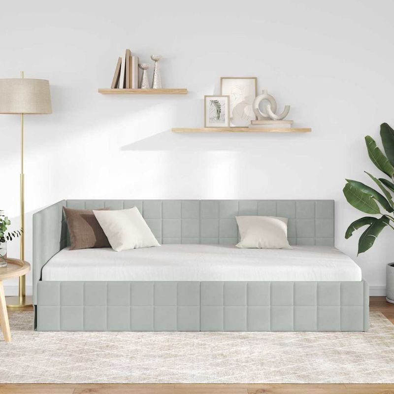 Casa si Gradina - Mobilier - Paturi si accesorii - Paturi - Cadru de pat coltar Gri deschis 100 x 200 cm Catifea - Infinity.ro