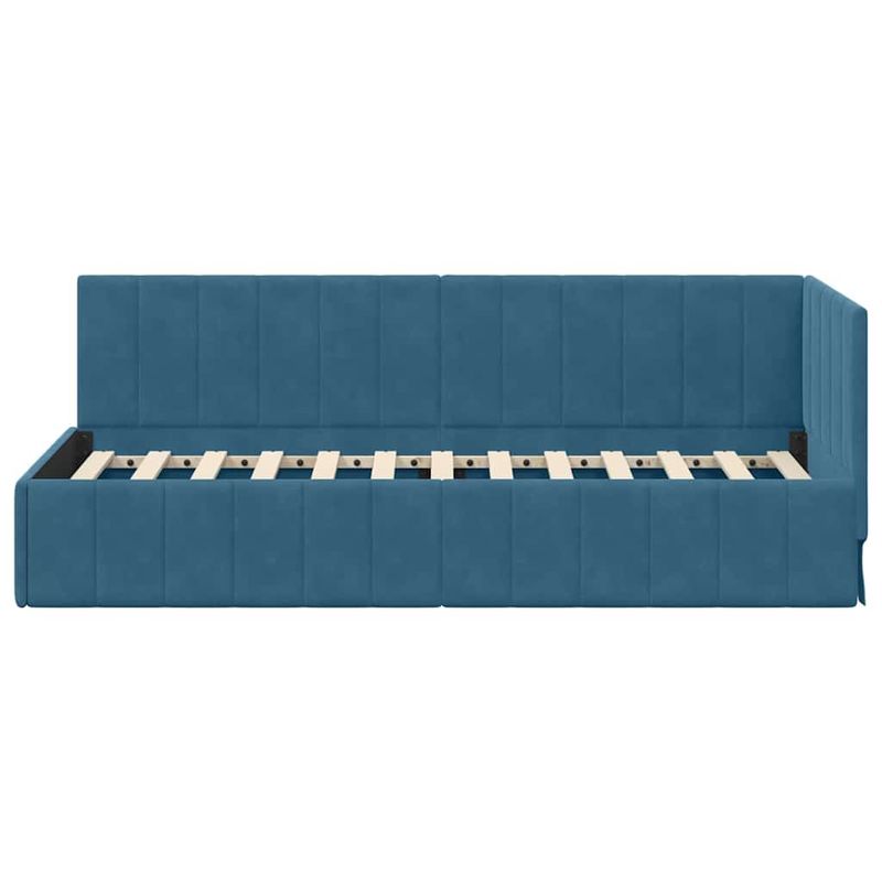Casa si Gradina - Mobilier - Paturi si accesorii - Paturi - Cadru de pat coltar cu headboard albastru 80 x 200 cm Catifea - Infinity.ro