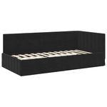 Casa si Gradina - Mobilier - Paturi si accesorii - Paturi - Cadru de pat coltar cu headboard Negru 90 x 190 cm Catifea - Infinity.ro