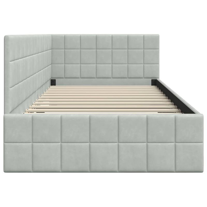 Casa si Gradina - Mobilier - Paturi si accesorii - Paturi - Cadru de pat coltar Gri deschis 100 x 200 cm Catifea - Infinity.ro
