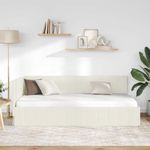 Casa si Gradina - Mobilier - Paturi si accesorii - Paturi - Cadru de pat coltar cu headboard Crem 90 x 190 cm Catifea - Infinity.ro