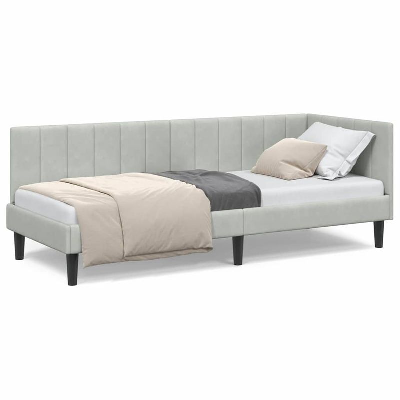 Casa si Gradina - Mobilier - Paturi si accesorii - Paturi - Cadru de pat coltar Gri deschis 80 x 200 cm Catifea - Infinity.ro