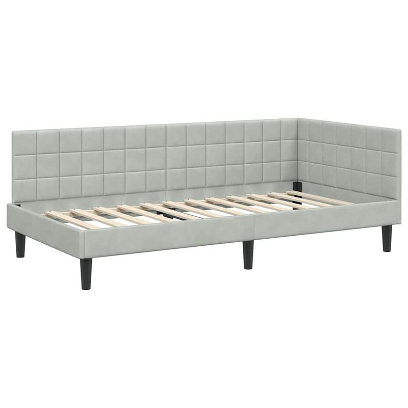 Casa si Gradina - Mobilier - Paturi si accesorii - Paturi - Cadru de pat coltar Gri deschis 100 x 200 cm Catifea - Infinity.ro
