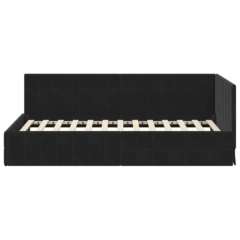 Casa si Gradina - Mobilier - Paturi si accesorii - Paturi - Cadru de pat coltar cu headboard Negru 90 x 190 cm Catifea - Infinity.ro