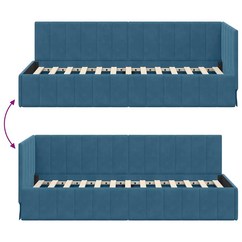Casa si Gradina - Mobilier - Paturi si accesorii - Paturi - Cadru de pat coltar cu headboard albastru 80 x 200 cm Catifea - Infinity.ro