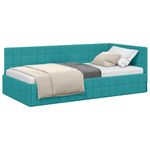Casa si Gradina - Mobilier - Paturi si accesorii - Paturi - Cadru de pat coltar cu headboard Turcoaz 90 x 200 cm Catifea - Infinity.ro