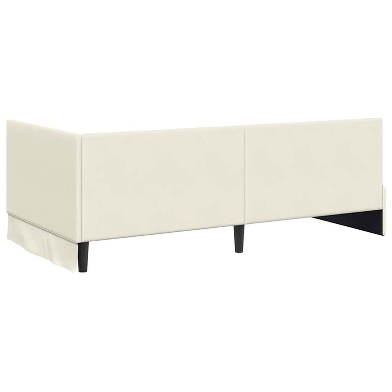 Casa si Gradina - Mobilier - Paturi si accesorii - Paturi - Cadru de pat coltar cu headboard Crem 90 x 190 cm Catifea - Infinity.ro