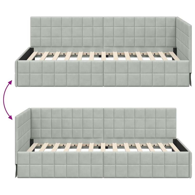 Casa si Gradina - Mobilier - Paturi si accesorii - Paturi - Cadru de pat coltar Gri deschis 100 x 200 cm Catifea - Infinity.ro