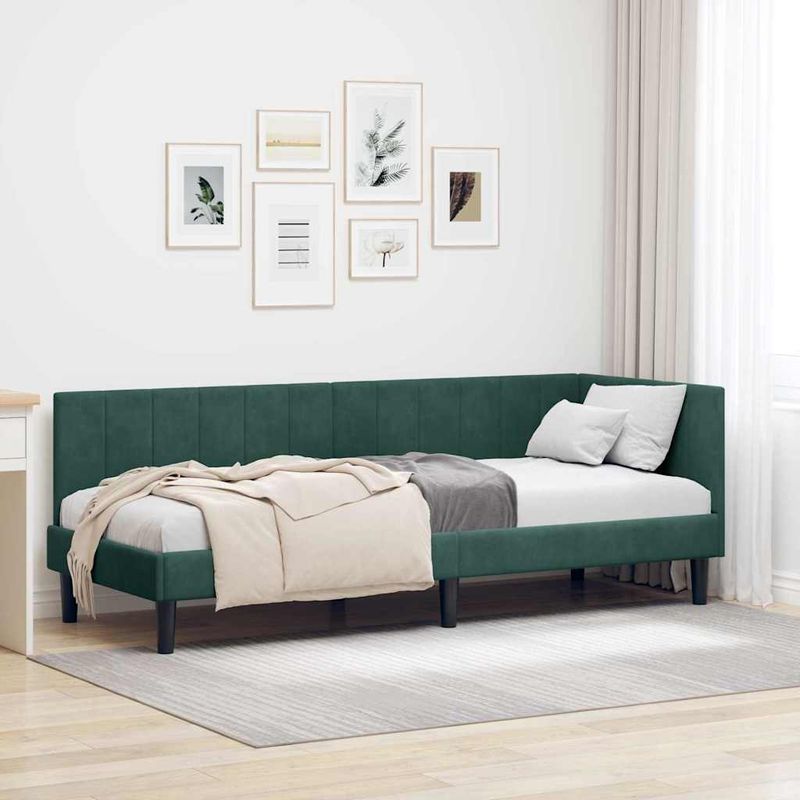 Casa si Gradina - Mobilier - Paturi si accesorii - Paturi - Cadru de pat coltar Verde inchis 80 x 200 cm Catifea - Infinity.ro