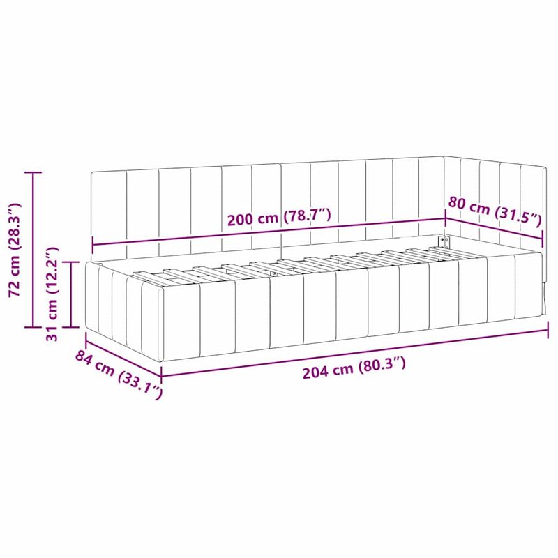 Casa si Gradina - Mobilier - Paturi si accesorii - Paturi - Cadru de pat coltar cu headboard albastru 80 x 200 cm Catifea - Infinity.ro