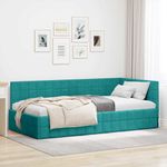 Casa si Gradina - Mobilier - Paturi si accesorii - Paturi - Cadru de pat coltar cu headboard Turcoaz 90 x 200 cm Catifea - Infinity.ro