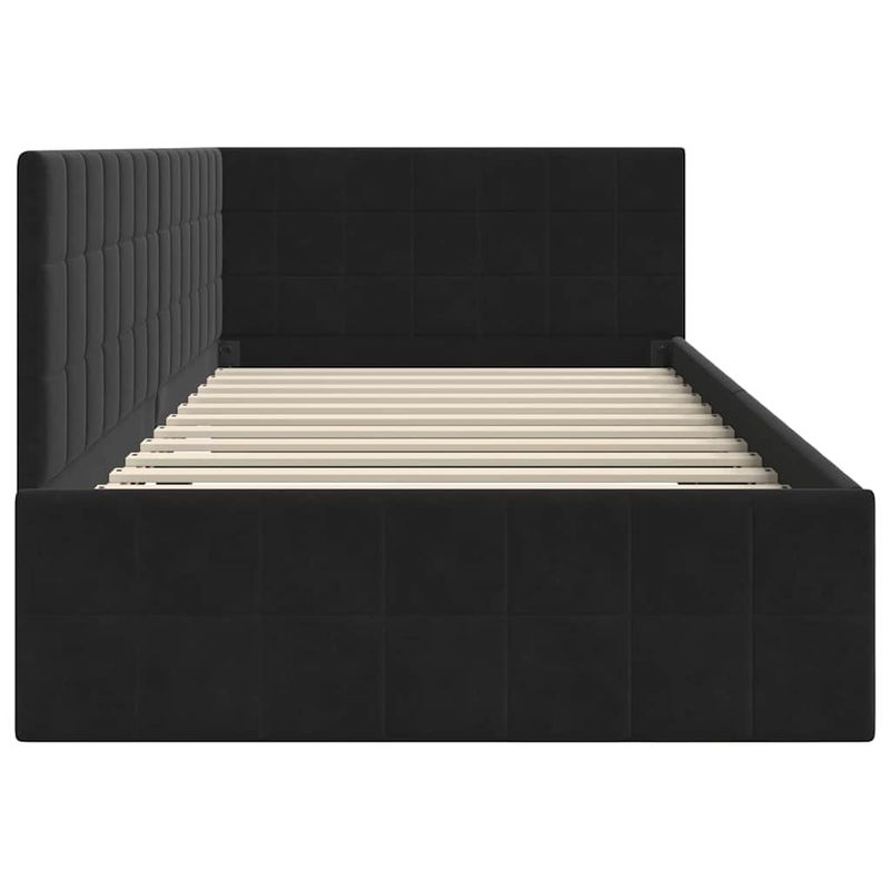 Casa si Gradina - Mobilier - Paturi si accesorii - Paturi - Cadru de pat coltar cu headboard Negru 90 x 190 cm Catifea - Infinity.ro
