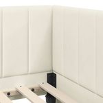 Casa si Gradina - Mobilier - Paturi si accesorii - Paturi - Cadru de pat coltar cu headboard Crem 90 x 190 cm Catifea - Infinity.ro