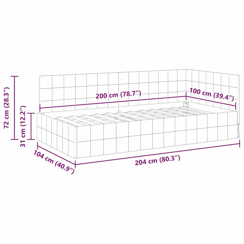 Casa si Gradina - Mobilier - Paturi si accesorii - Paturi - Cadru de pat coltar Gri deschis 100 x 200 cm Catifea - Infinity.ro