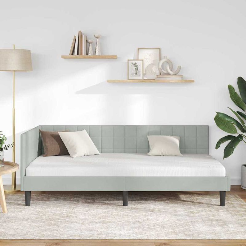 Casa si Gradina - Mobilier - Paturi si accesorii - Paturi - Cadru de pat coltar Gri deschis 100 x 200 cm Catifea - Infinity.ro