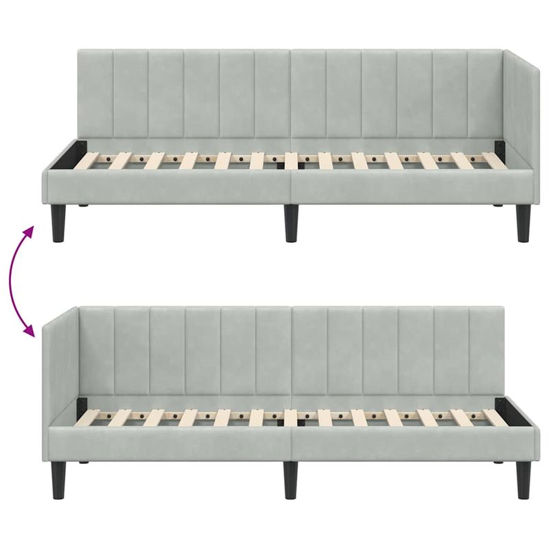 Casa si Gradina - Mobilier - Paturi si accesorii - Paturi - Cadru de pat coltar Gri deschis 80 x 200 cm Catifea - Infinity.ro
