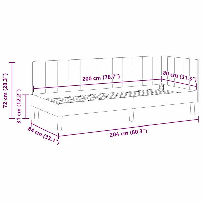 Casa si Gradina - Mobilier - Paturi si accesorii - Paturi - Cadru de pat coltar Gri deschis 80 x 200 cm Catifea - Infinity.ro