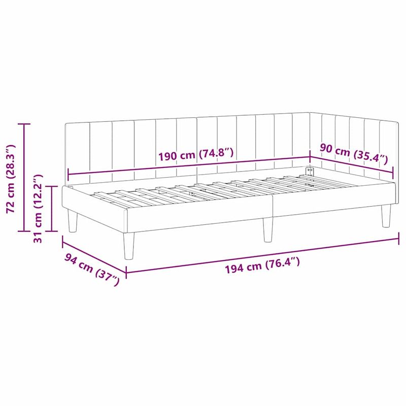 Casa si Gradina - Mobilier - Paturi si accesorii - Paturi - Cadru de pat coltar cu headboard Gri inchis 90 x 190 cm Catifea - Infinity.ro